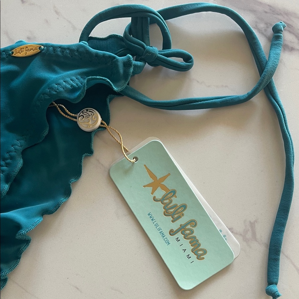 Luli Fama Turquoise Bikini Bottom with Ruffles - Picture 3 of 5